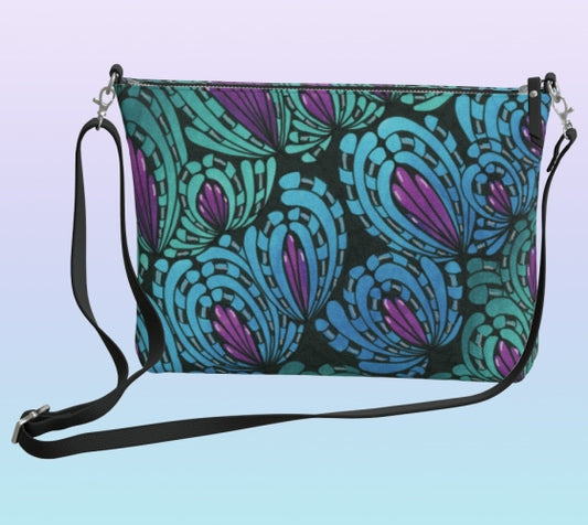 Peacocking Vegan Leather Crossbody Purse