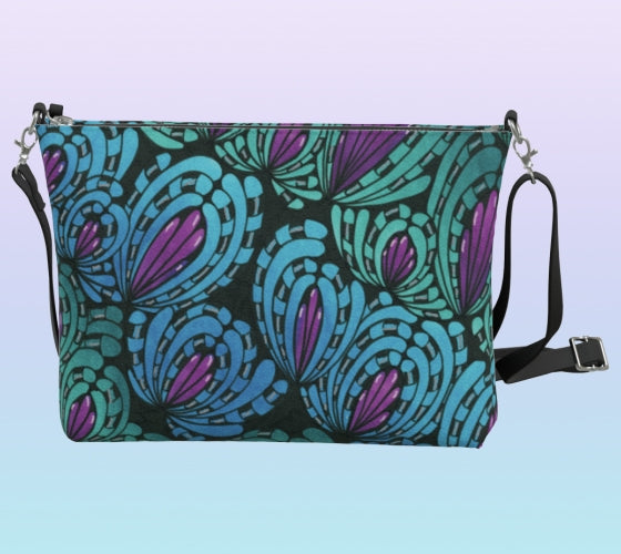 Peacocking Vegan Leather Crossbody Purse