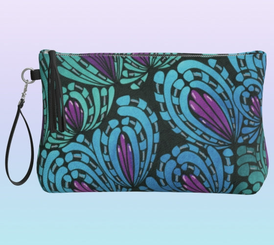 Peacocking Vegan Leather Clutch Purse