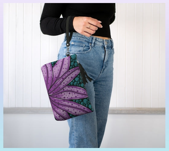 Blooming Bubbles Vegan Leather Clutch Purse