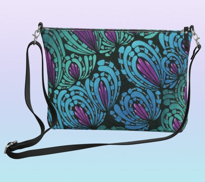 Peacocking Vegan Leather Crossbody Purse
