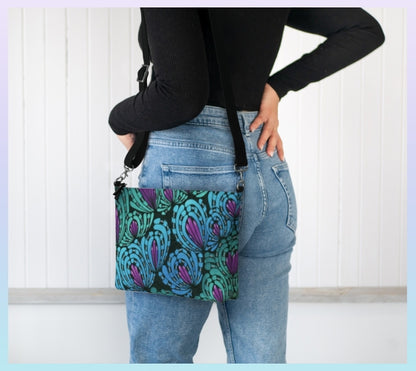 Peacocking Vegan Leather Crossbody Purse