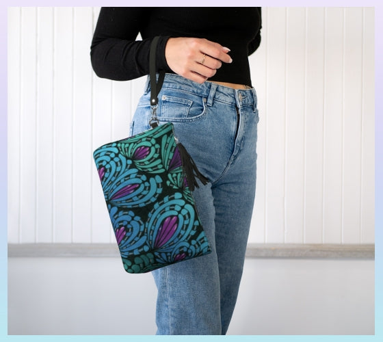 Peacocking Vegan Leather Clutch Purse